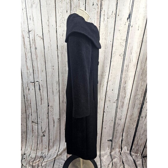 Searle 6 Wool Alpaca Winter Trench Overcoat Long Coat Black Designer warm EUC - Picture 4 of 8